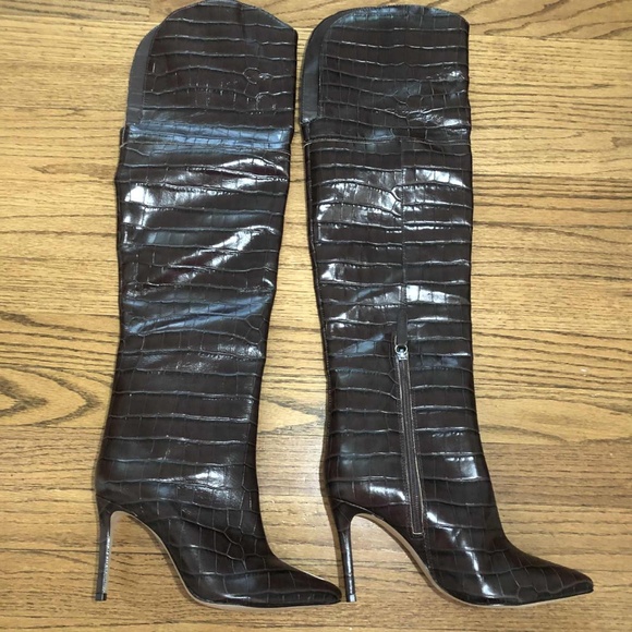 Schutz Maryana Over The Knee Leather Boot Dark Chocolate - Picture 6 of 11